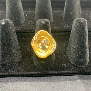 Melinda Maria Uneven Gold and Crystal Ring